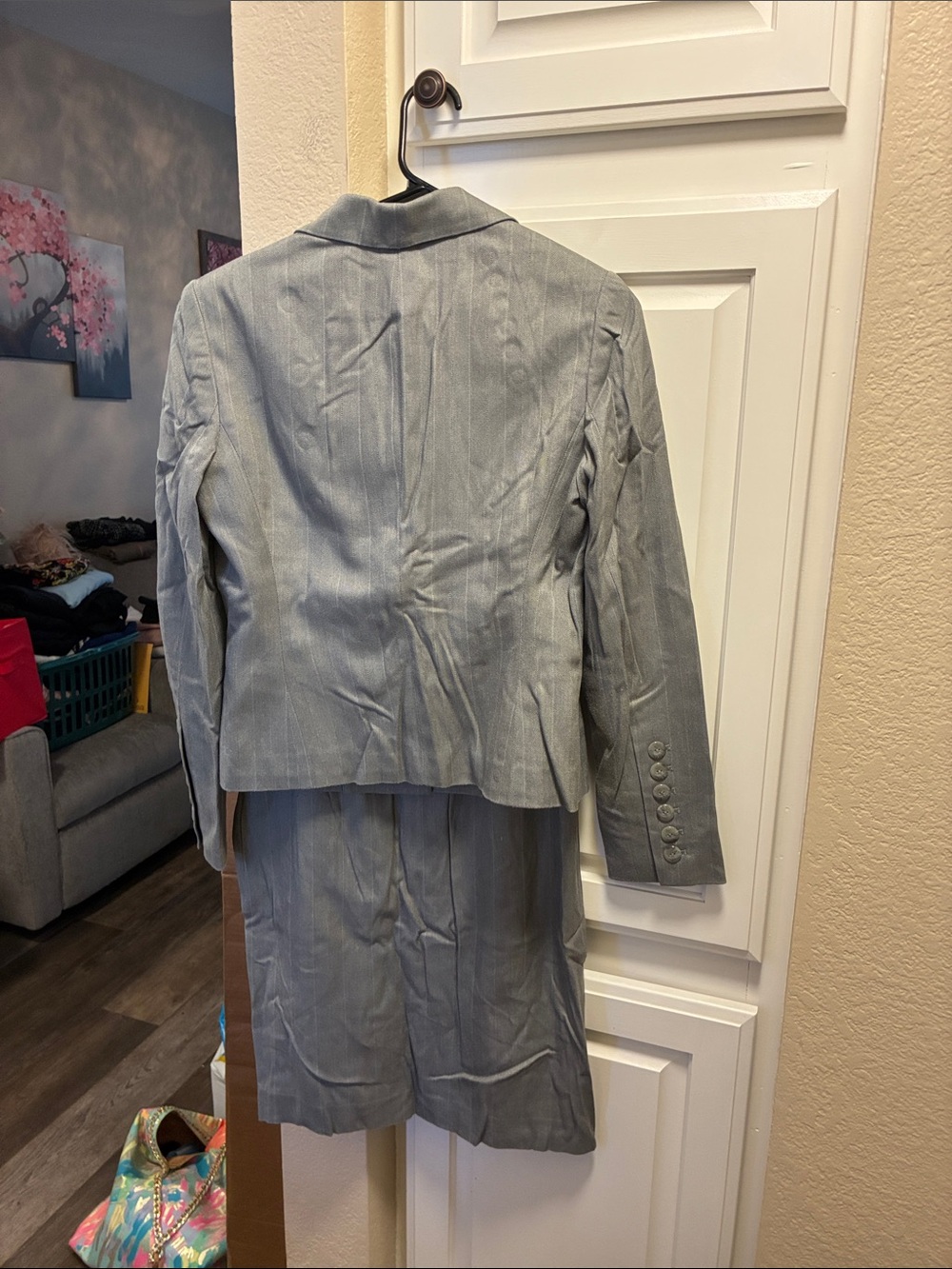 Nine West Gray Pinstripe Blazer and Skirt Suit - Picture 7 of 13